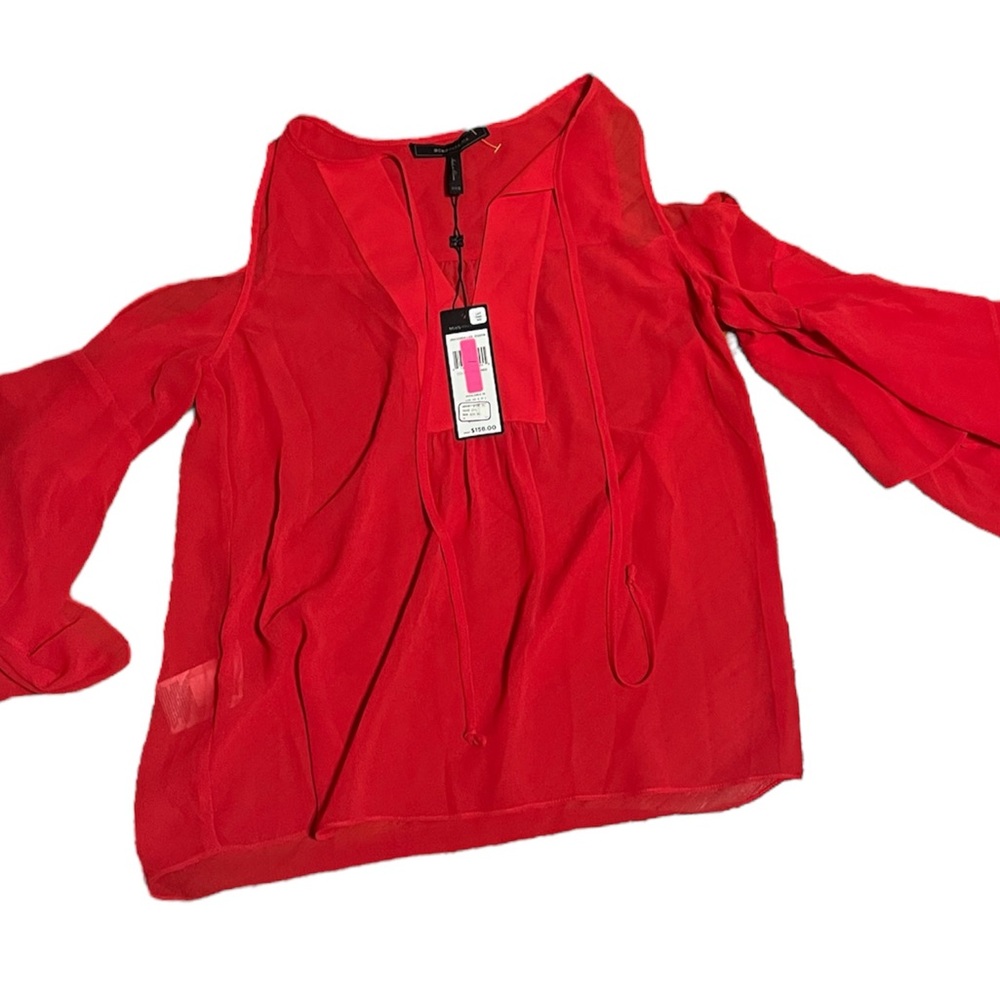 Red Women's off the shoulder peasant sleeve Top